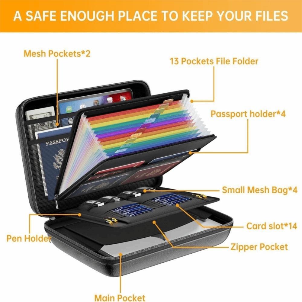 Огнестойкий ящик для документов большой емкости, водонепроницаемый, портативный, безопасный, чехол для хранения, защита документов