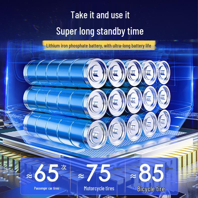 Портативный умный цифровой автомобильный воздушный насос: Компактный ручной насос высокой мощности с цифровым дисплеем