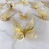 12Pcs/Set 3D Hollow Butterfly Wall Sticker Gold Silver Rose Wedding Decoration Living Room Home Decor Butterflies Decal Stickers KTY