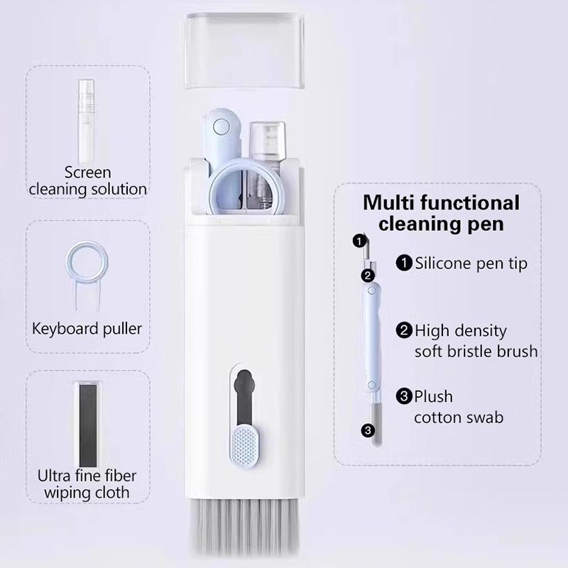 7 в 1 набор щеток для чистки клавиатуры компьютера, очистка экрана, многофункциональные инструменты для чистки чехла гарнитуры, распылитель для очистки пепла