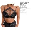 Sexy Halter Tops Sleeveless Backless Cropped Tops Hollow Fishnet Shiny Rhinestones Inlaid Perspective Neck Strap Top
