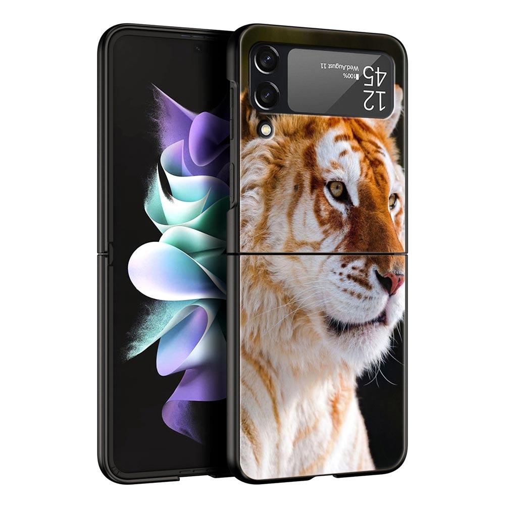 Чехол для телефона Z Flip 4 для Samsung Galaxy Z Flip 3 5G ZFlip3 Flip3 zflip Flip4 черный жесткий чехол для ПК тигр лев леопардовый чехол