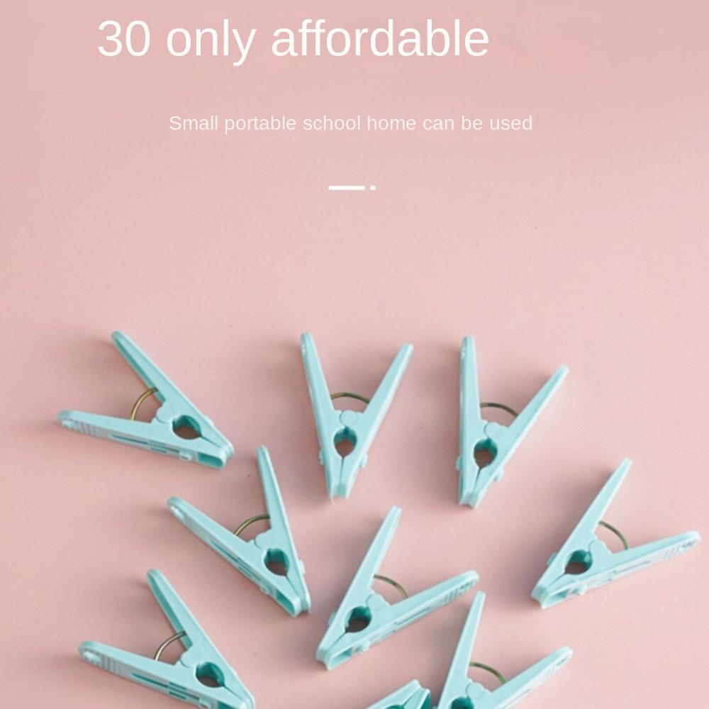 30Pcs With Basket Clothes Pegs Plastic Quilt Towel Clips  for Socks Underwear Towels