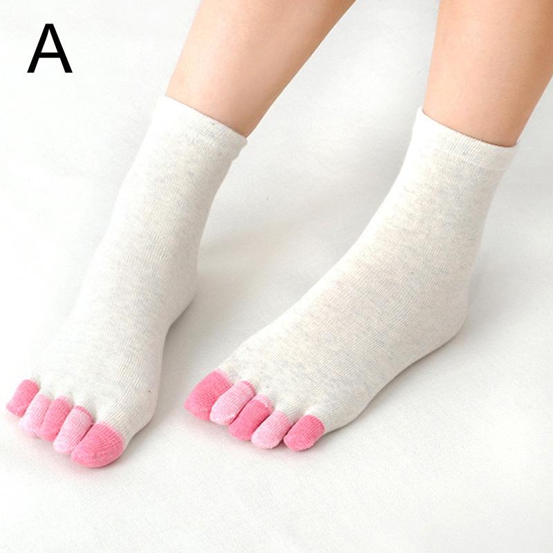 1Pair Five Finger Socks Women'S Pure Cotton Five Toe Socks Sweat Absorbing Mid Tube Split Toe Socks Warm Toes Short Socks