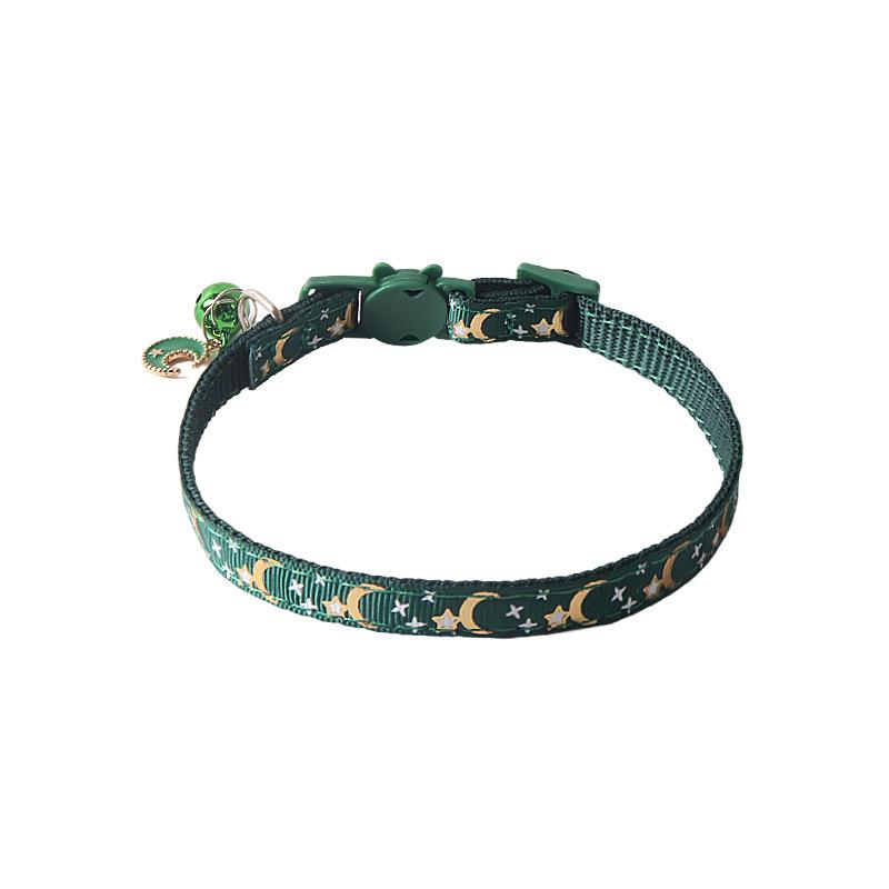 New Pet Dog Collar with Star Moon Pattern Gold Plated Buckle and Bell for Cats Dogs Dog Harness and Leash Set Dogs Accessoires