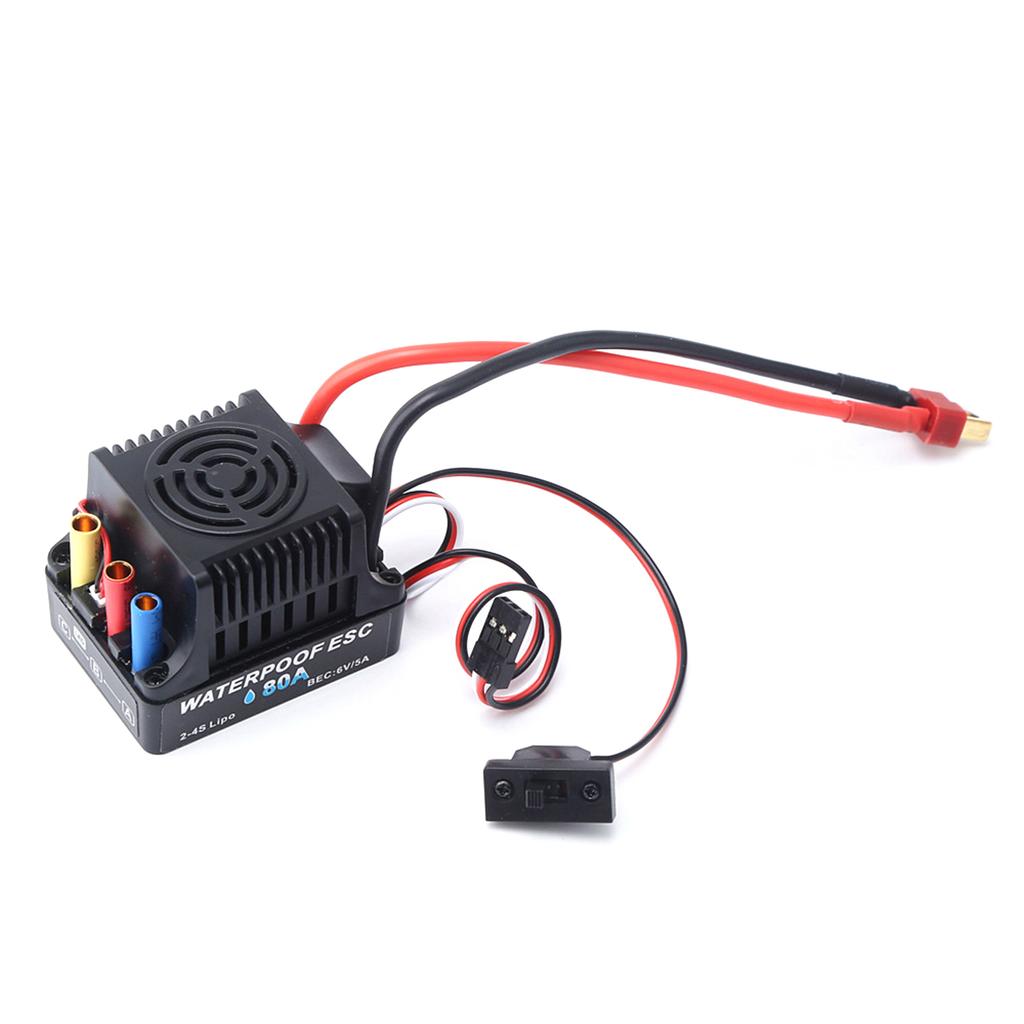 80A Бесщеточный 2-4S ESC Электрический контроллер скорости 6V 5A BEC T Plug для 1/8 1/10 RC Car