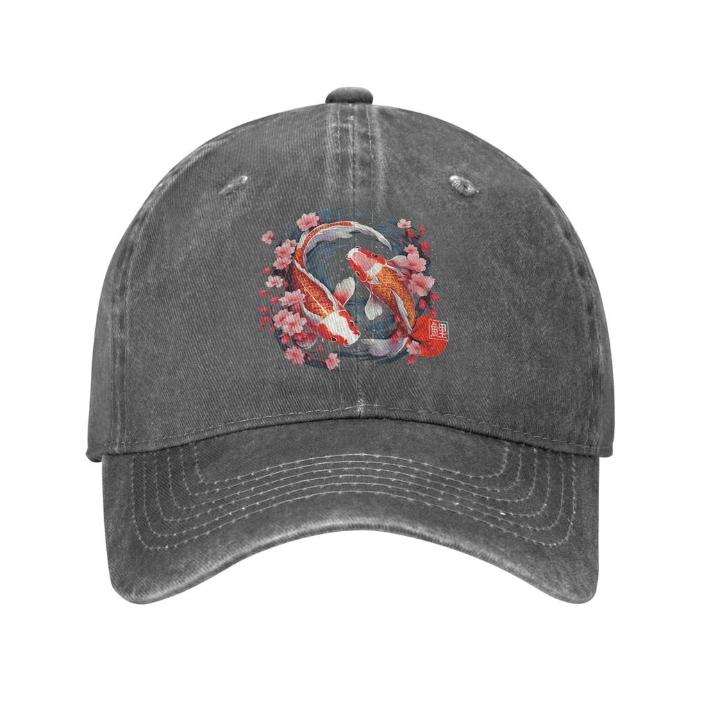 Japanese Koi Carp Fish Sakura Baseball Caps Casual Distressed Washed Snapback Hat Unisex Style Outdoor Summer Gift Hats Cap
