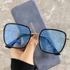 Trendy Color Changing Men Women Diopter Eyeglasses Photochromic Near Sight Glasses Sky Blue Big Frame Anti-blue Myopia Glasses
