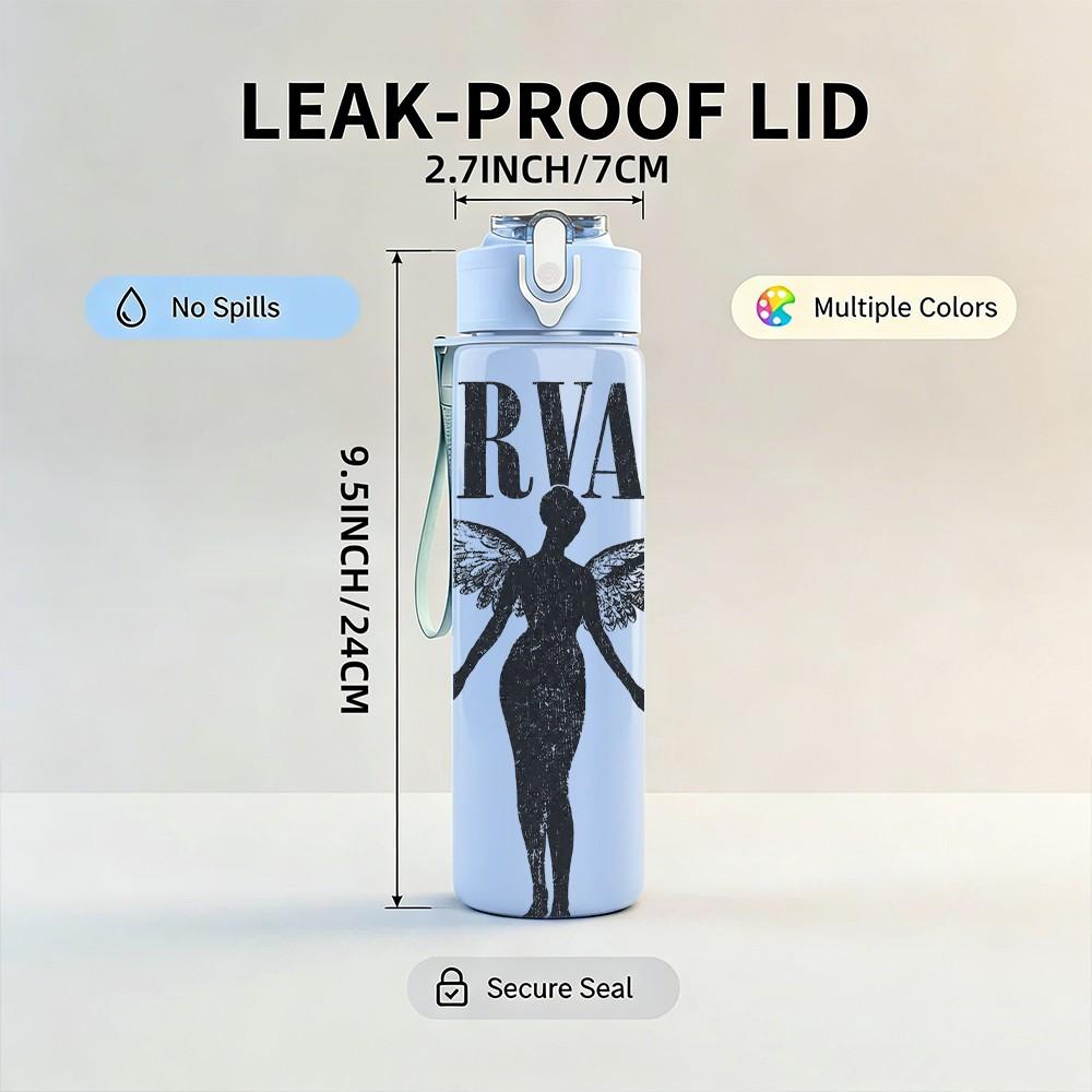 1PC Nirvana Angel Silhouette 750ml sports water bottle leakproof straw lid outdoor office home
