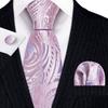 Barry.Wang Mens Ties Fashion Paisley Jacquare Silk Hanky Cufflinks Neckties Set Formal Casual