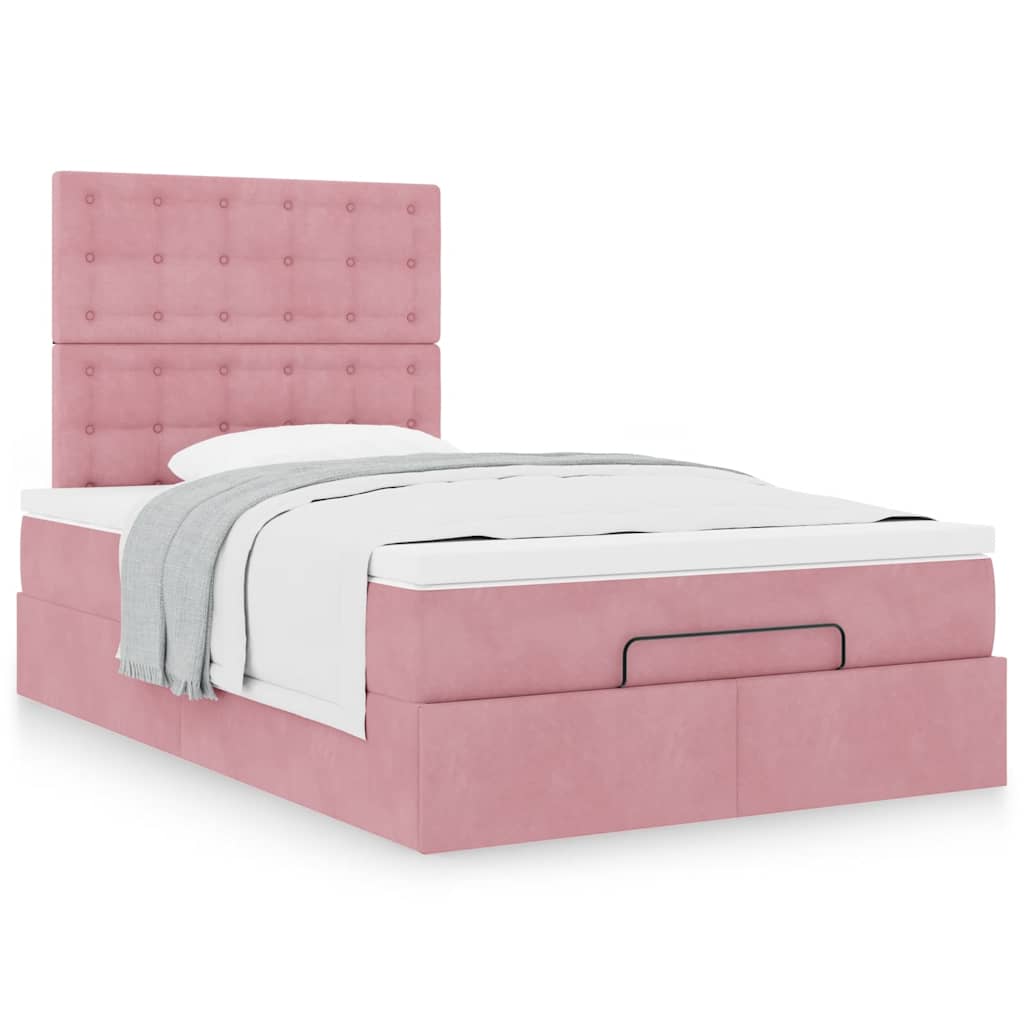 Ottoman Bed with Mattress Pink 120x200 cm Velvet