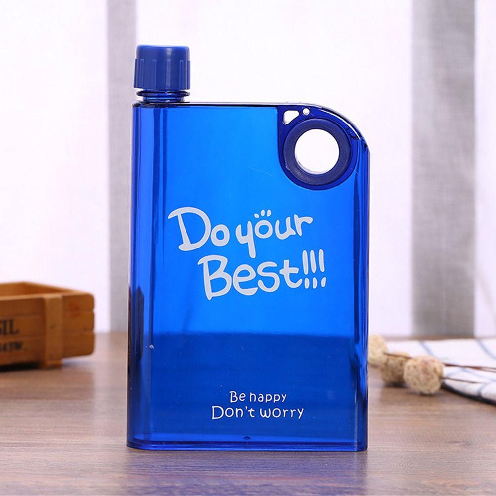 Travel Transparent Sports Flat Water Bottle Juice Cup Drink Bottle Plastic