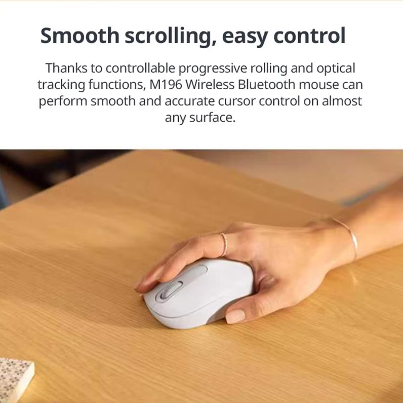 Logitech Беспроводная Bluetooth-мышь M196 для ноутбука, для бизнеса, офиса, дома, компактная, портативная, симметричная, для руки