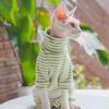Soft Sphynx Cat Clothes Warm Cat Striped Jumpsuit Bald Cat Clothes Cat Hoodie  for Cats Kitten