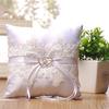 1pcs 15*15*6CM Hellow-out Lace Double-heart Pattern Ring Pillow Romantic Wedding Bride Ring Holder