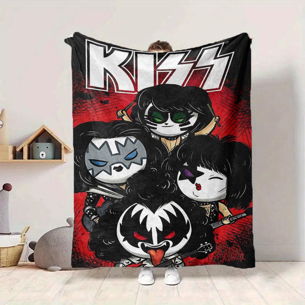 1 шт. Плед с символикой группы KISS, мягкий, для всех сезонов, с ярким дизайном, идеально подходит для дома, путешествий и в качестве подарка, идеален для дневного сна и кемпинга