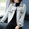 Mink Velvet Coat Autumn and Winter New Fashion Plaid Jacket Short Thick Warm Knit Sweater Coat