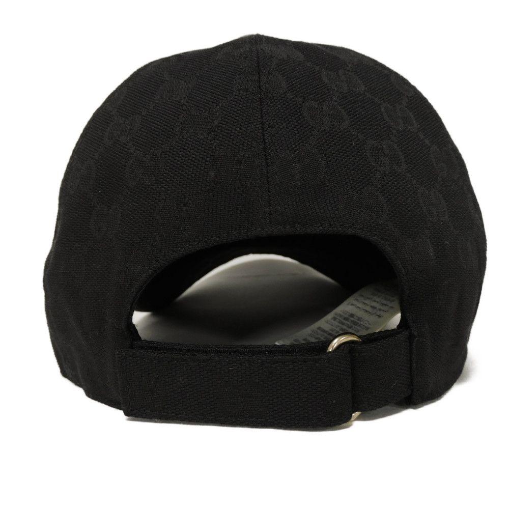 Used 9539 Logo Baseball Cap 576253 4HG53 1060 7919 Double G Gold Foil Embossed XL 23.6" GG Canvas Black Men's from