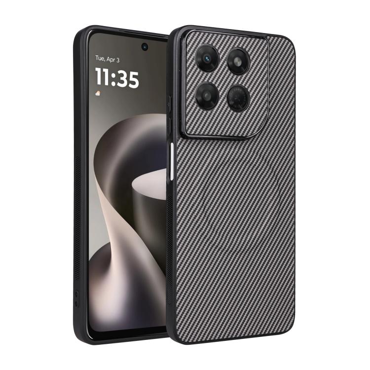 Precise-Cutout Carbon-Fiber-Texture Vegan-Leather Phone Case For Motorola Edge 50 Fusion 5G, PU TPU Anti-Scratch Lightweight Protective Cover