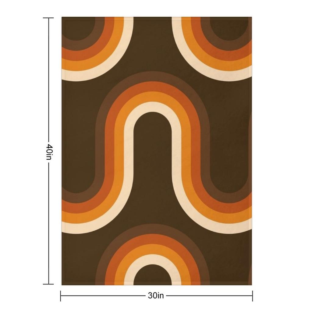 Узор 70-х Оранжевые и коричневые волны Плед манга теплый для зимы Мода Диваны Диван Одеяло