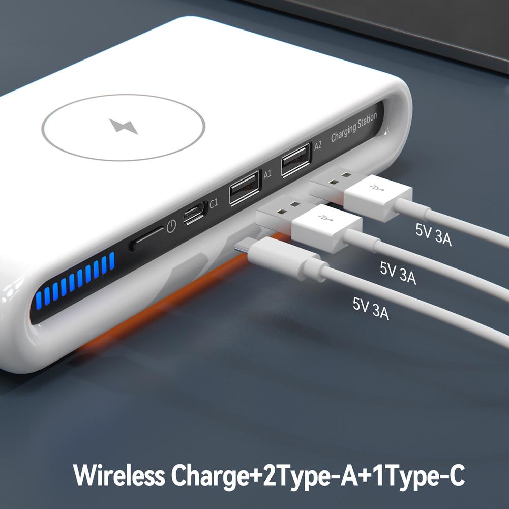 4 в 1 USB Type C Hub Беспроводное зарядное устройство 15 Вт Многопортовое QC3.0 Светодиодный индикатор быстрой зарядки для iPhone iWatch Гарнитура Android Phone