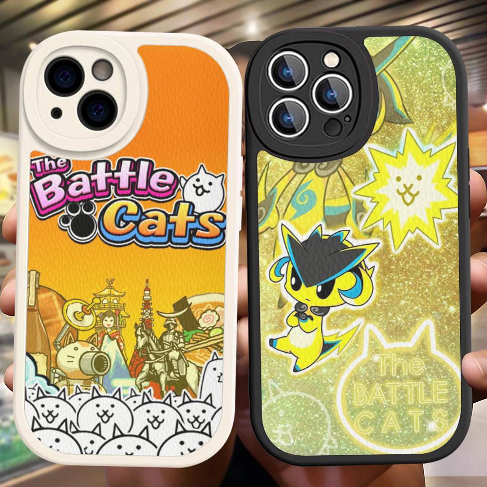 Кожаный чехол для телефона с изображением аниме-игры B-Battle Cats Для iPhone 16 15 14 13 12 11 Pro Max Plus Ударопрочный чехол