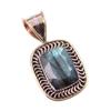 Natural Labradorite 925 Solid Sterling Silver Jewelry TwoTone Pendant 1.25" P7Y52