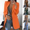 Women Suit Coat Lapel Long Sleeve Open Front Suit Jacket with Pockets Slim Fit Solid Color Business Office Lady Outwear