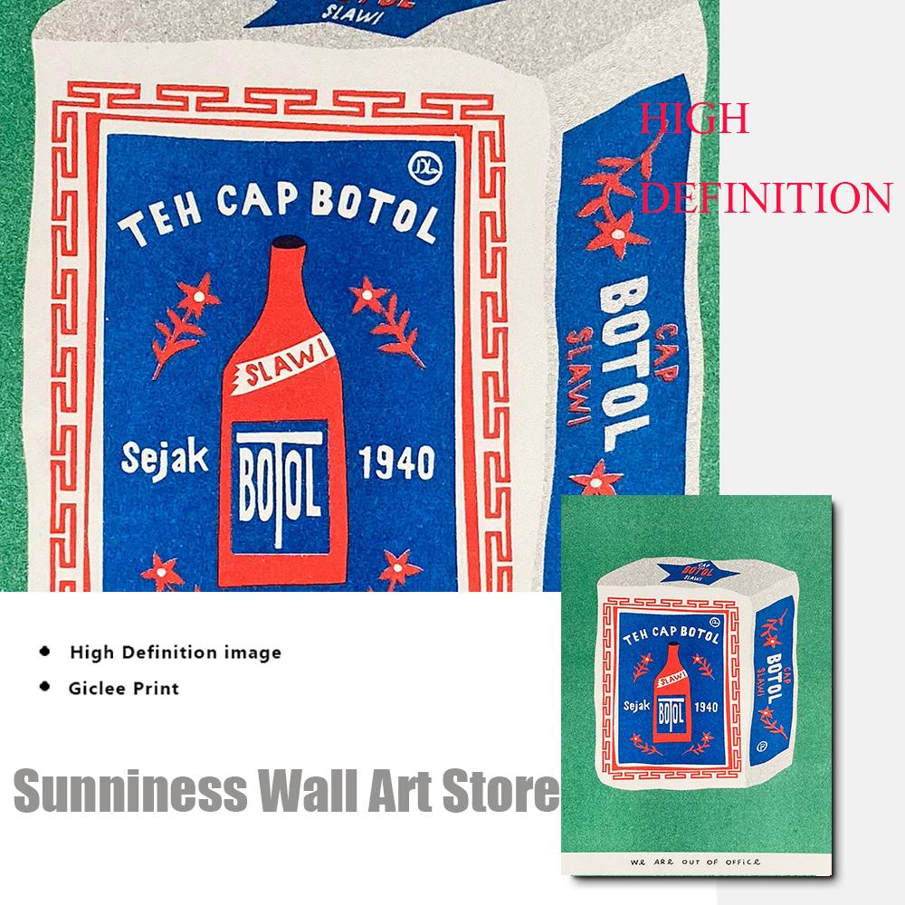 Japanese Sponge Paint Canned Indonesian Jasmine Tea Kitchen Wall Art Painting Nordic Poster and Print Pictures Living Room Decor