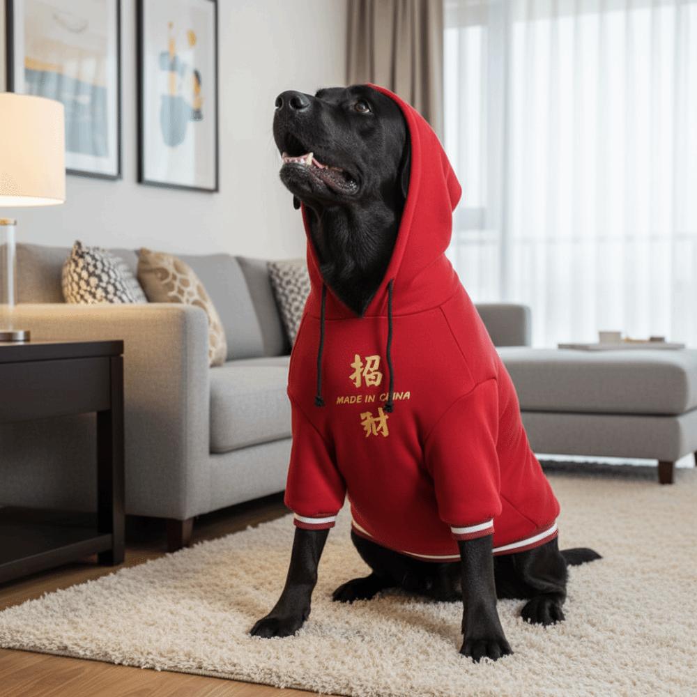 Warm Winter Puppy Clothes Blessing Dog Fleece Coat Dog Costume New Year Dog Hoodie Winter
