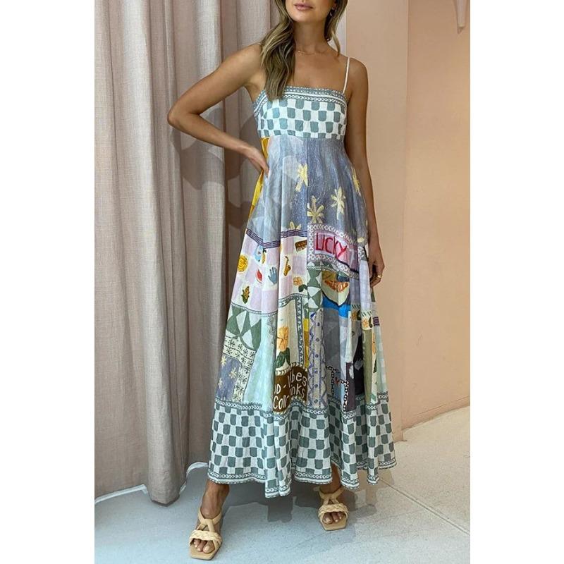 Женские новые летние сексуальные платья-халат из хлопка и льна с принтом