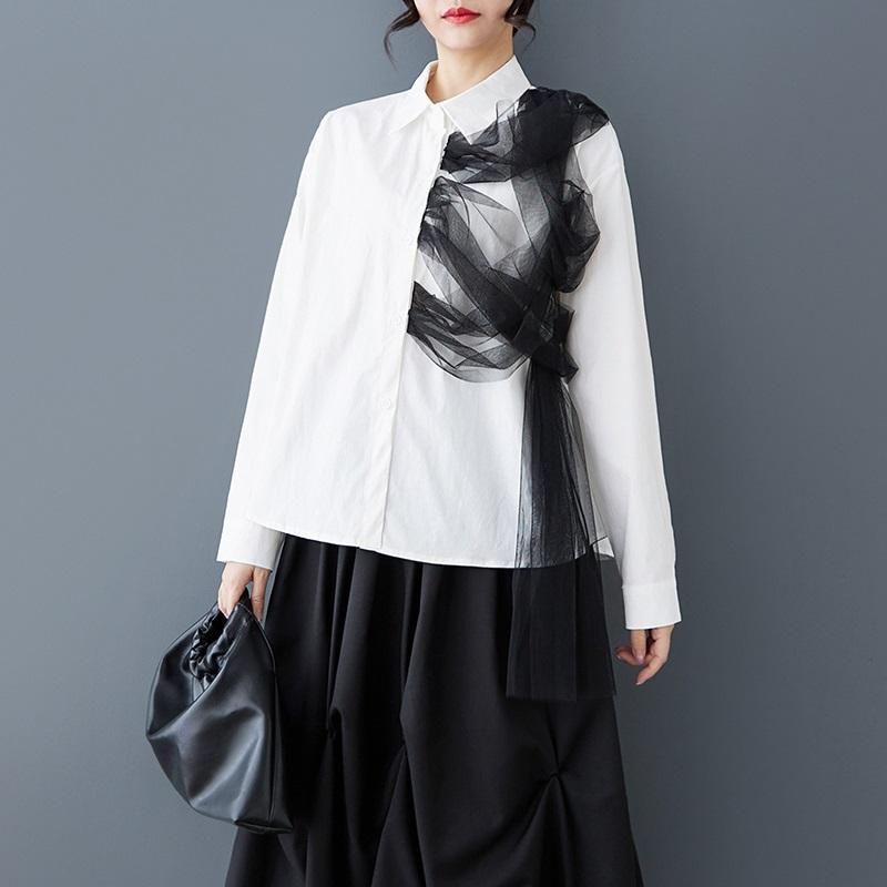 Длинные рукава свободные хлопковые рубашки и блузки для блузки Повседневные свободные топы весна-лето женские рубашки на пуговицах