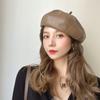 Beanie PU Leather Berets Women Winter Hat Solid Flat KPop Felt Cap