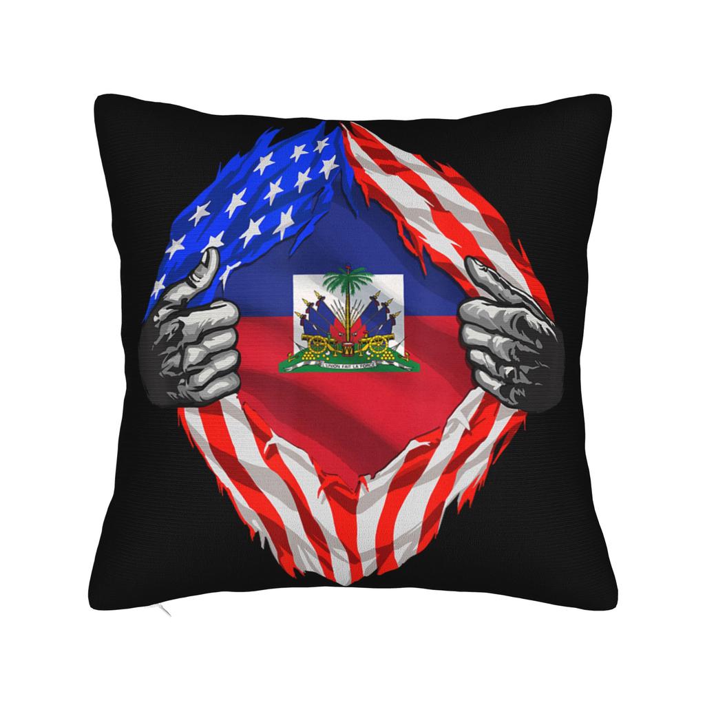 Happy Haitian Flag Day Patriotic Haiti Heritage Celebration Pillow Case Soft Pillow Cover For Living Room Bed Chair Pillowcases