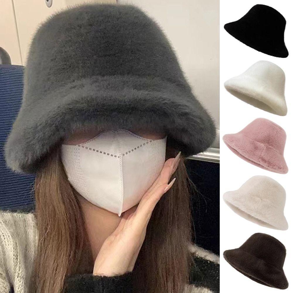 Furry Winter Furry Hat Oversize Plush Hat Cute Fisherman's Hat Winter