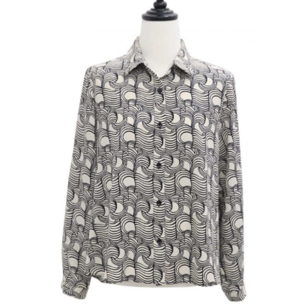 Shiz Madam Women S Allen Boucle Pattern Collar blouSe T57379