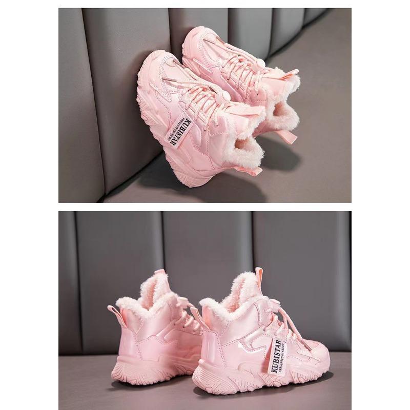 Girls' Sports Shoes with Fleece Thickening New Autumn and Winter Casual Shoes Children's Shoes Girls' Cotton Shoes Winter Men