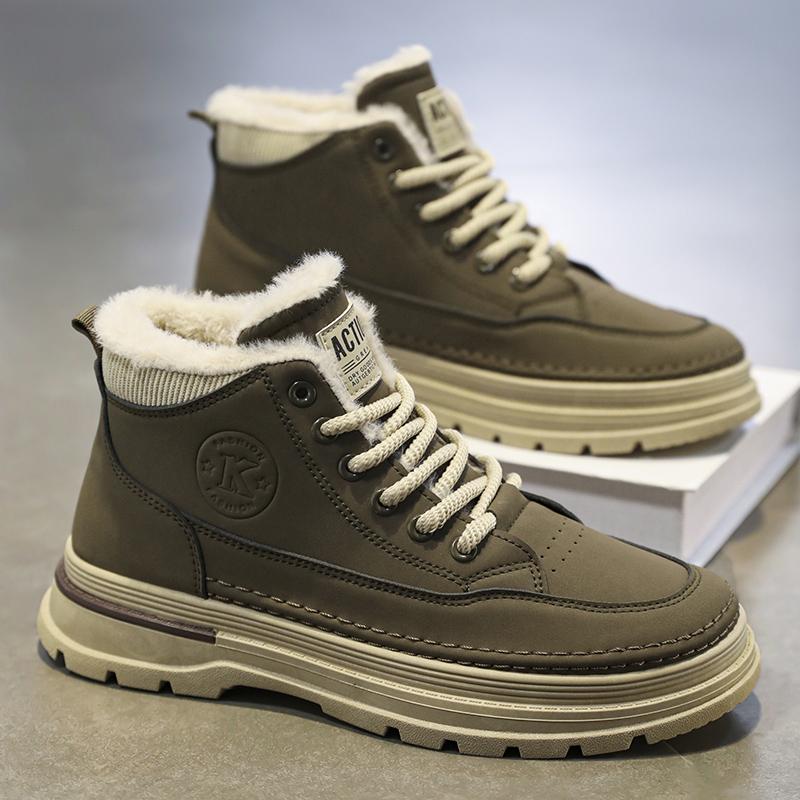 Зимние ботинки для снега, теплые плюшевые мужские ботинки, высокие мотоциклетные ботинки, кроссовки для активного отдыха, нескользящие мужские походные ботинки