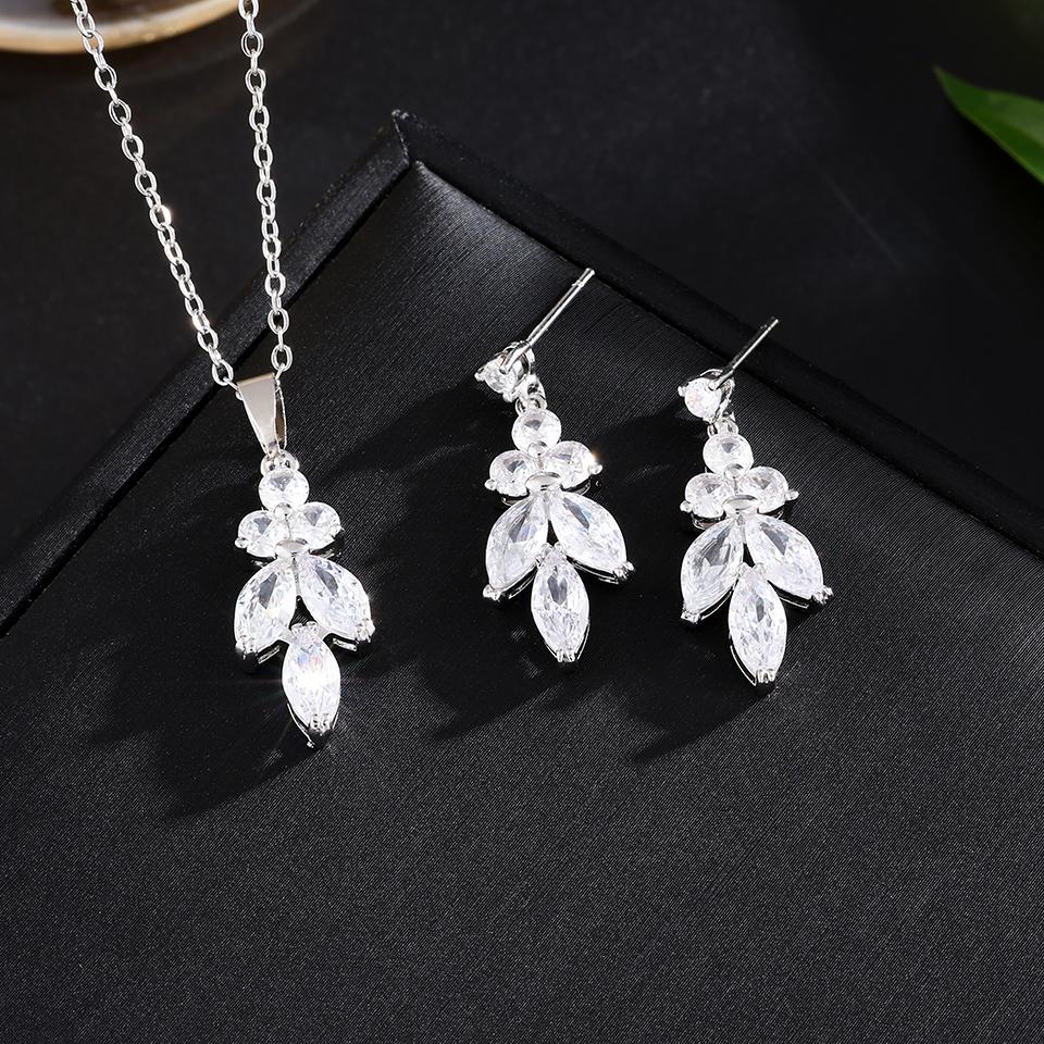 ZAKOL Luxury Marquise CZ Jewelry Set For Women Elegant Teardrop Crystal Dangle Earrings Bridal Wedding Party Jewelry Accessories