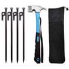 4Pcs Tent Pegs Forged Steel Tent Pegs Heavy Duty Beach Tent Stakes 30cm with Storage Bag & Hammer for Outdoor Camping