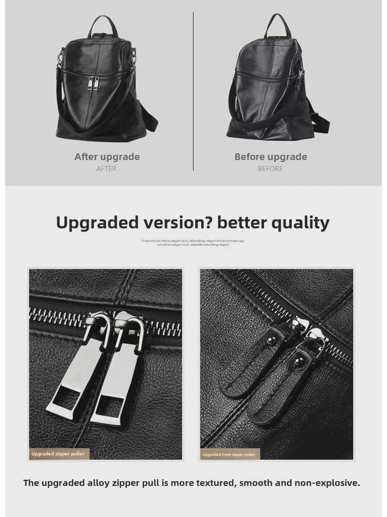 2024 Новый европейский и американский женский рюкзак из натуральной кожи - Большая вместимость, ретро-сумка в стиле колледжа