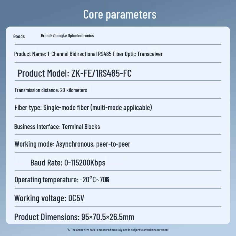 Industrial RS485 to Fiber Optic Transceiver