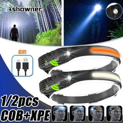 Cob налобный фонарь Led Senso фара Usb перезаряжаемый налобный фонарь водонепроницаемый 5 режимов освещения фонарик для наружных ночных ходовых фонарей