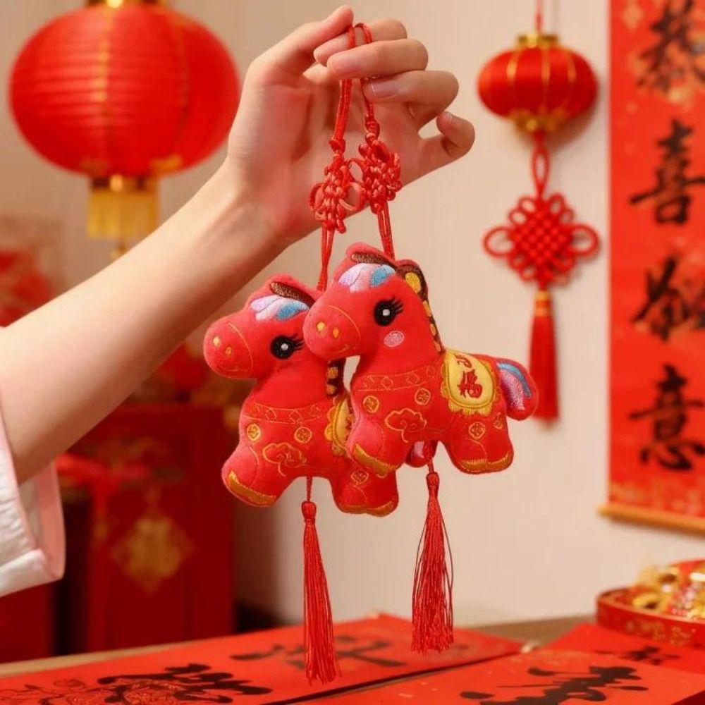Zodiac Year Of The Horse Pendant Traditional Red Spring Festival Tassel Pendant Best Wishes Good Fortune Chinese Lucky Ornament