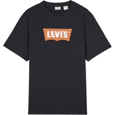 Levis Футболка с принтом из букв и цветовыми блоками, удобная, с коротким рукавом, унисекс, Черный 001AM-0000