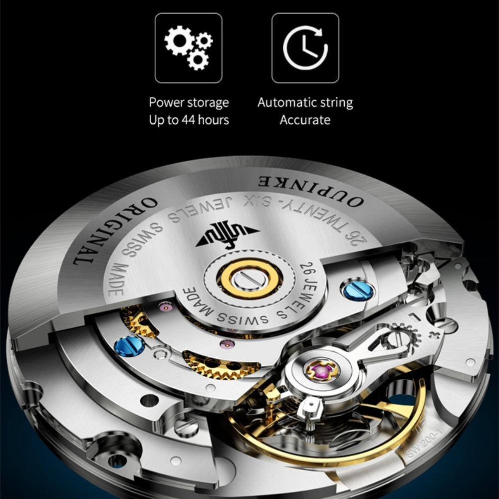 OUPINKE Мужские часы Деловые повседневные водонепроницаемые механические часы двойного назначения высокого класса