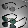 2 пары винтажных металлических модных очков с овальной оправой для мужчин и женщин, подходящих для каякинга и повседневного отдыха