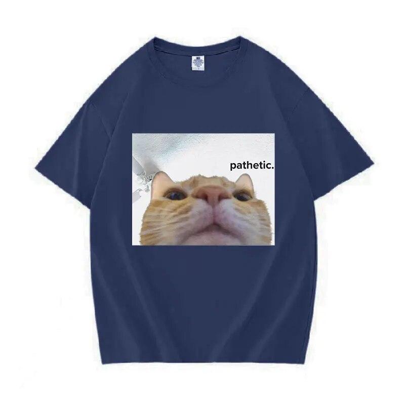 Забавные футболки с рисунком Pathetic Cat Meme, женские модные повседневные футболки унисекс с коротким рукавом, летние футболки большого размера из 100% хлопка с круглым вырезом