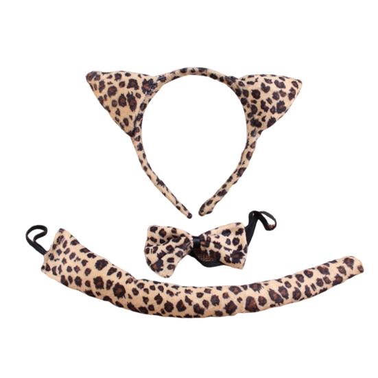 Костюм животного с ушками, повязкой на голову, хвостом, галстуком-бабочкой, набор для малышей и детей, регулируемый плюшевый костюм животного для Хэллоуина, косплей-представление