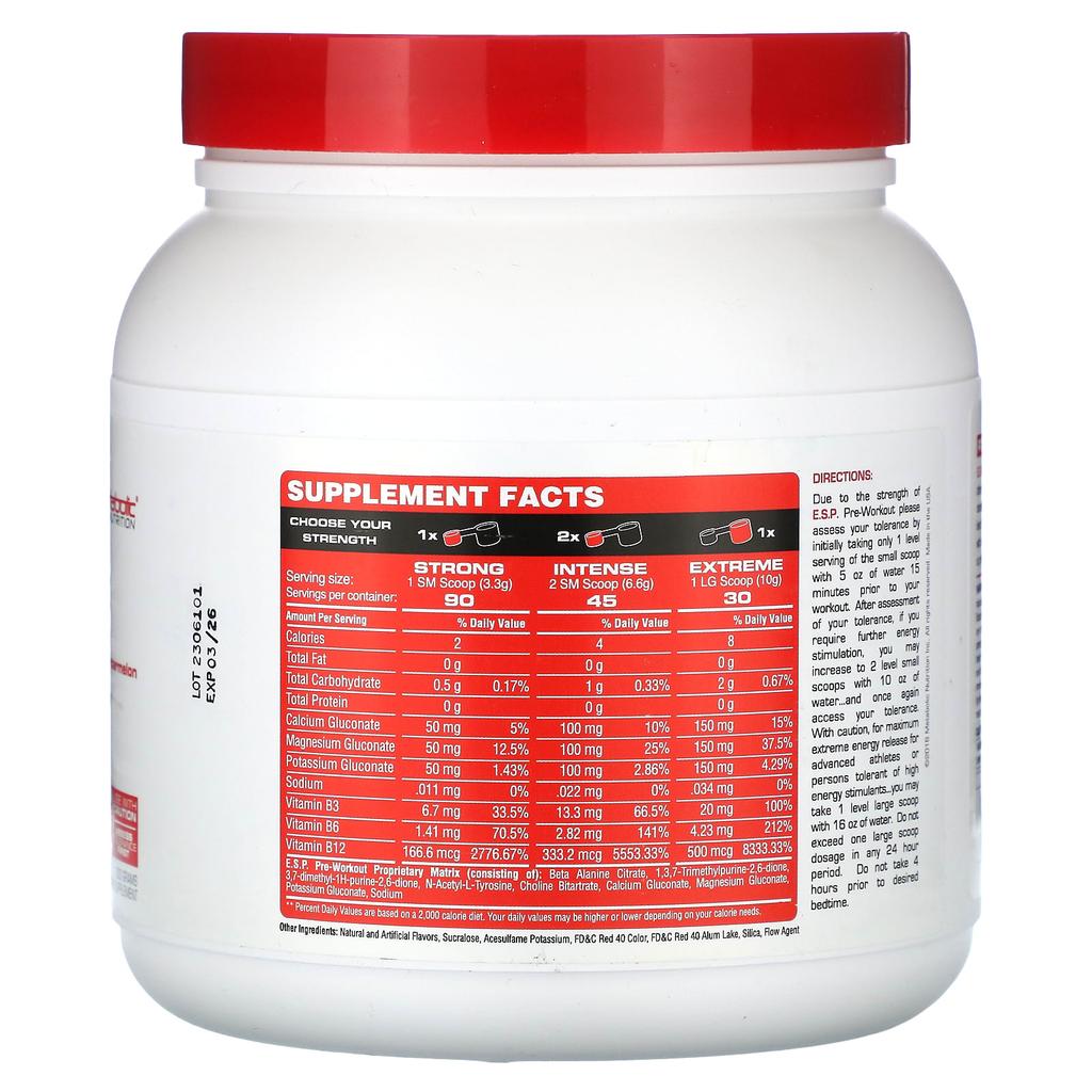Metabolic Nutrition SP Pre-Workout Supplement, Watermelon, 300 G